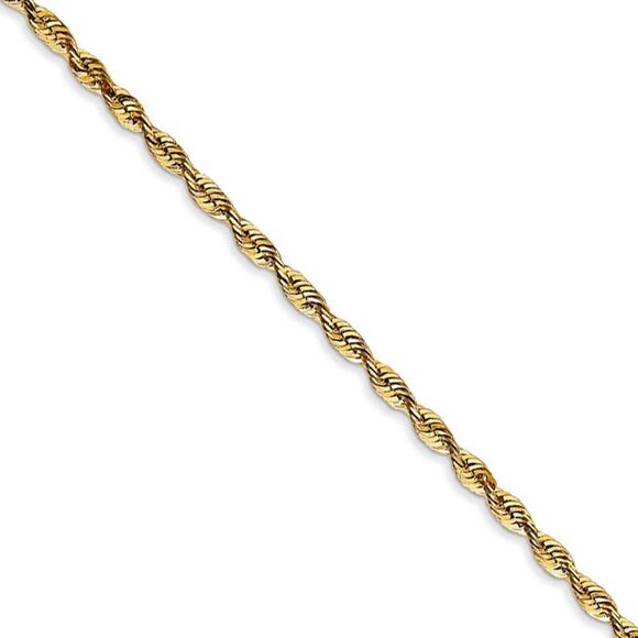 2.25mm 14k Yellow Gold Light Diamond Cut Rope Chain Necklace 24 Inch